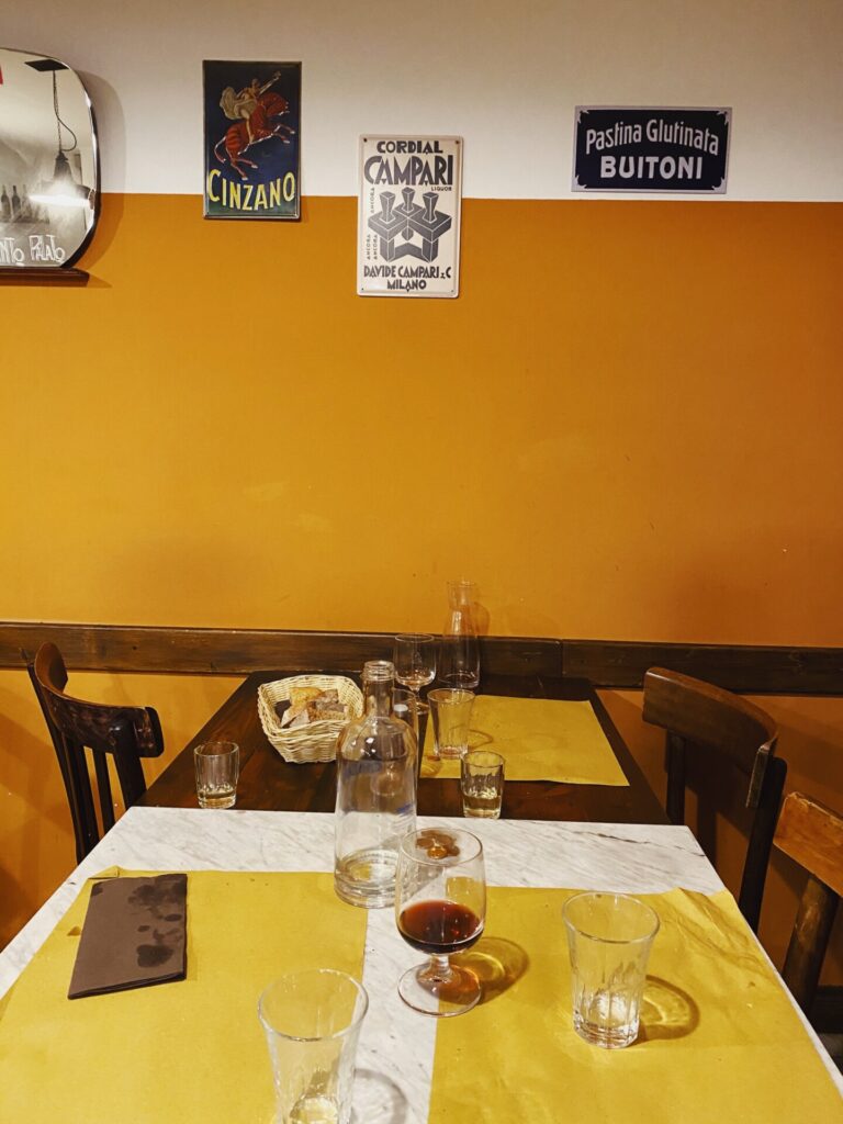 Trattoria's table with yellow background