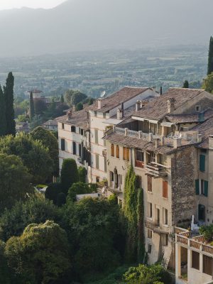a panoramic view from the tiny village of Asolo looking into the Tuscan hills