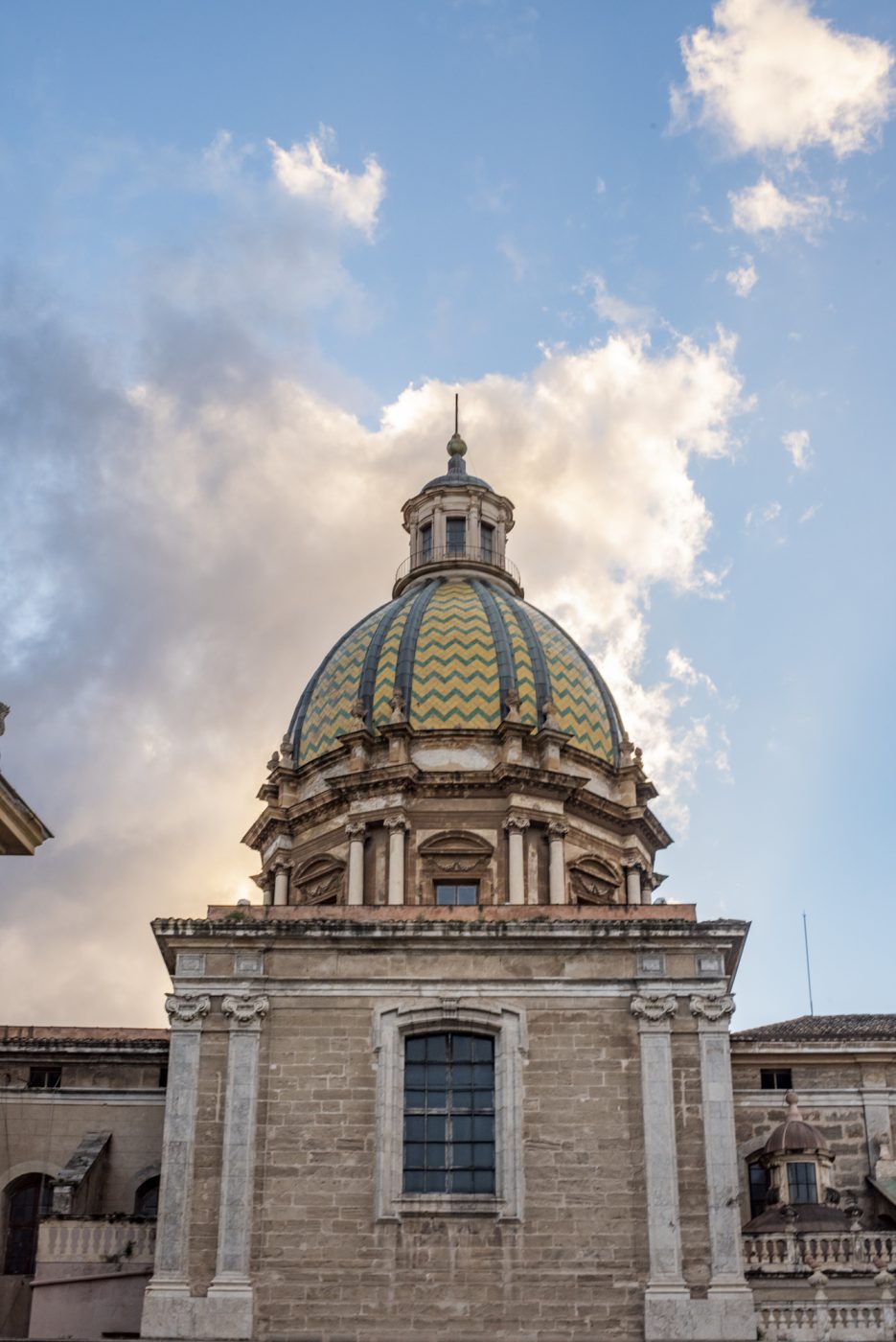 The Duomo of a church in Palermo, Sicily on a sunny day