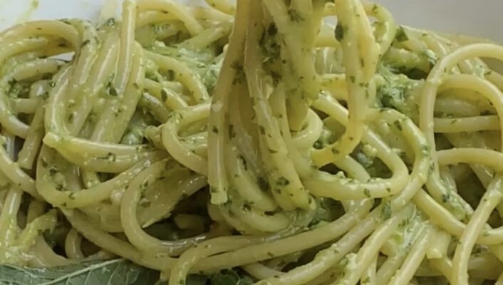 Spaghetti with pesto Liguria, Italy