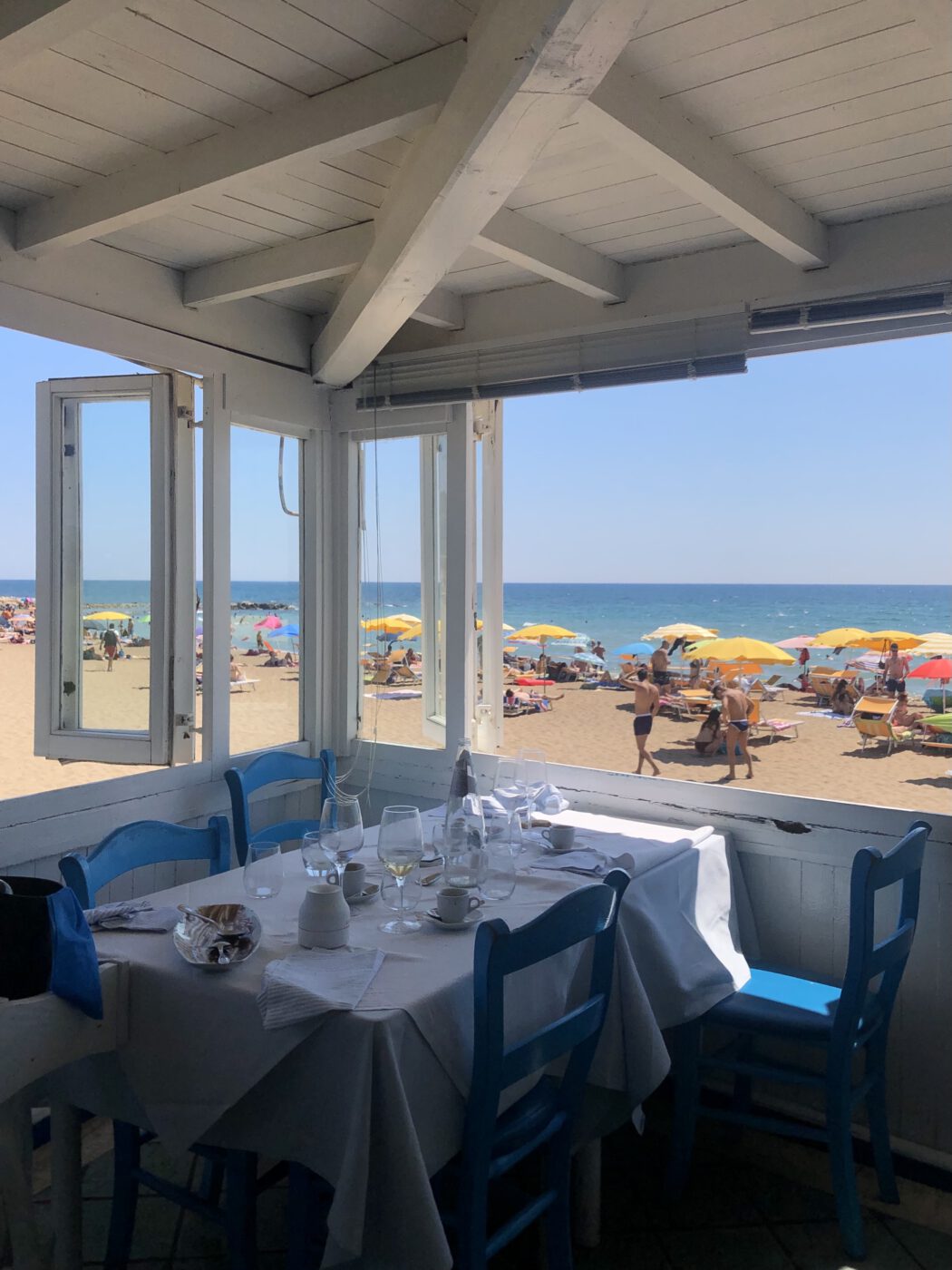 set table on the beach in Lazio