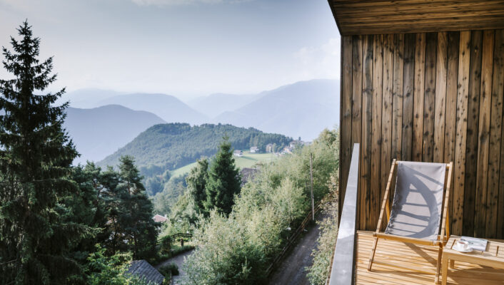 the view of the dolomites from the balcony at Hotel Saltus