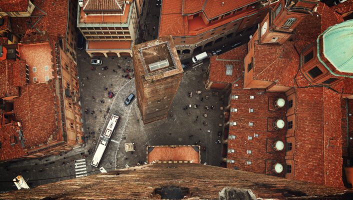 Aerial view of Bologna's historic center
