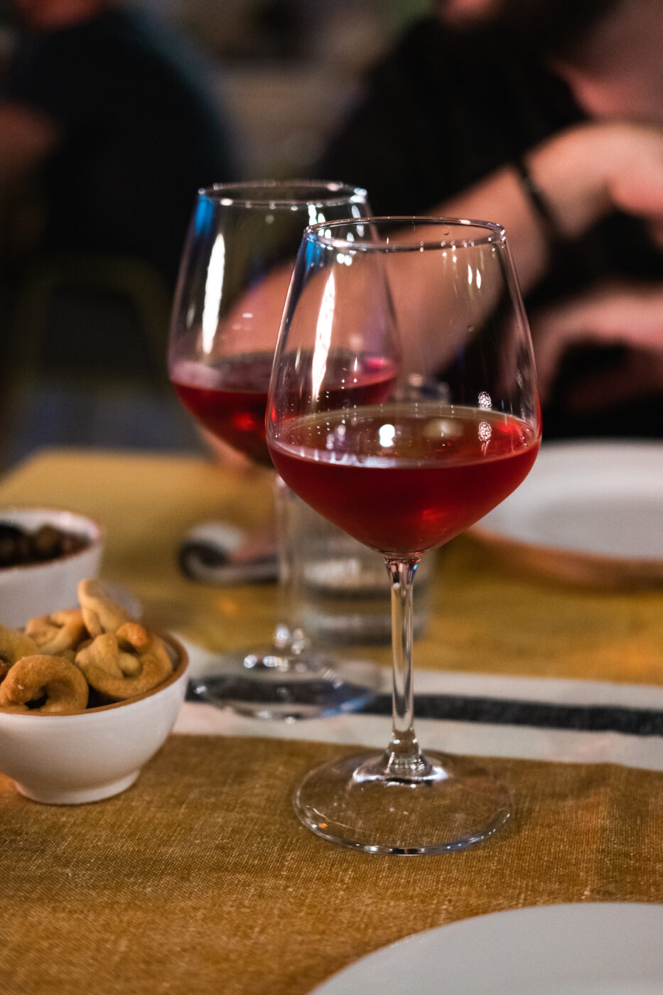 wine at the table
