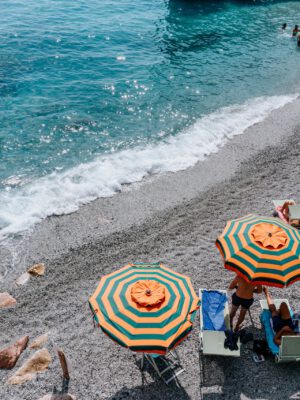 Cinque Terre, Five Lands, Italian sea, seaside, Italian aesthetic, beach, beach umbrellas, lido, bagno, swimming, Liguria