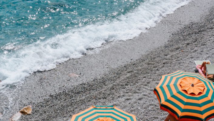 Cinque Terre, Five Lands, Italian sea, seaside, Italian aesthetic, beach, beach umbrellas, lido, bagno, swimming, Liguria