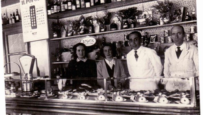 black and white vintage photo of Pasticceria Cucchi Milan
