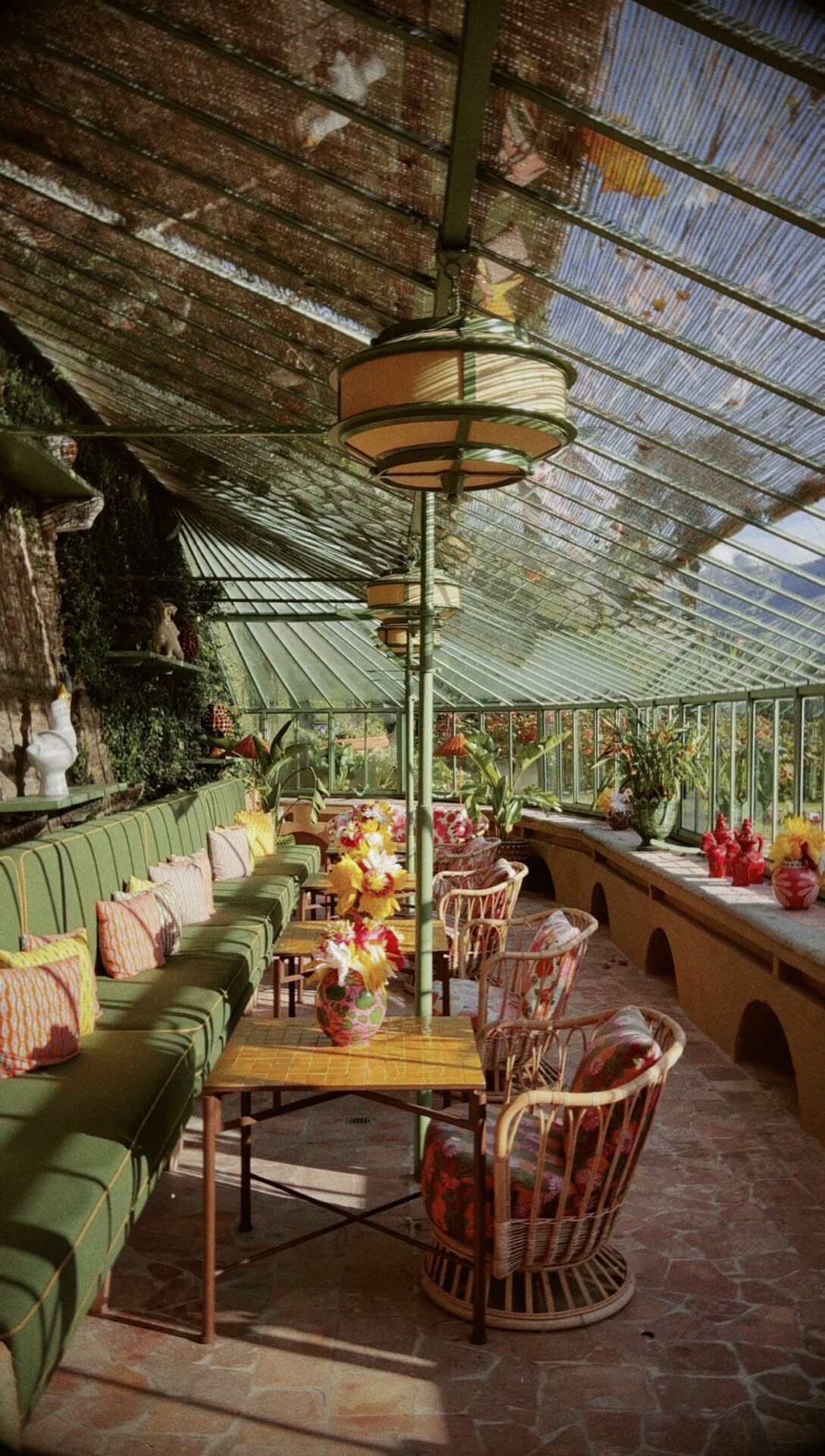 Colorful greenhouse on the shores of Lake Como