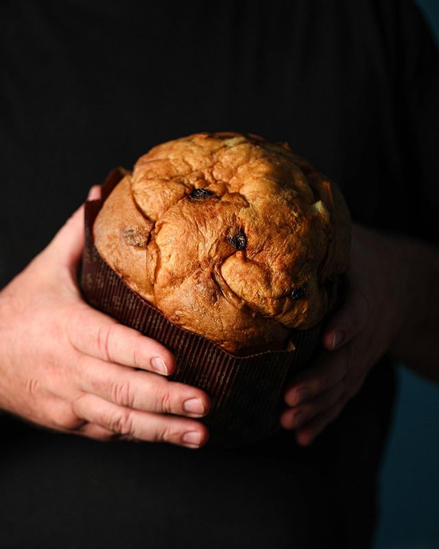 Traditional Italian Panettone bread at Panificio Davide Longoni (Milan)