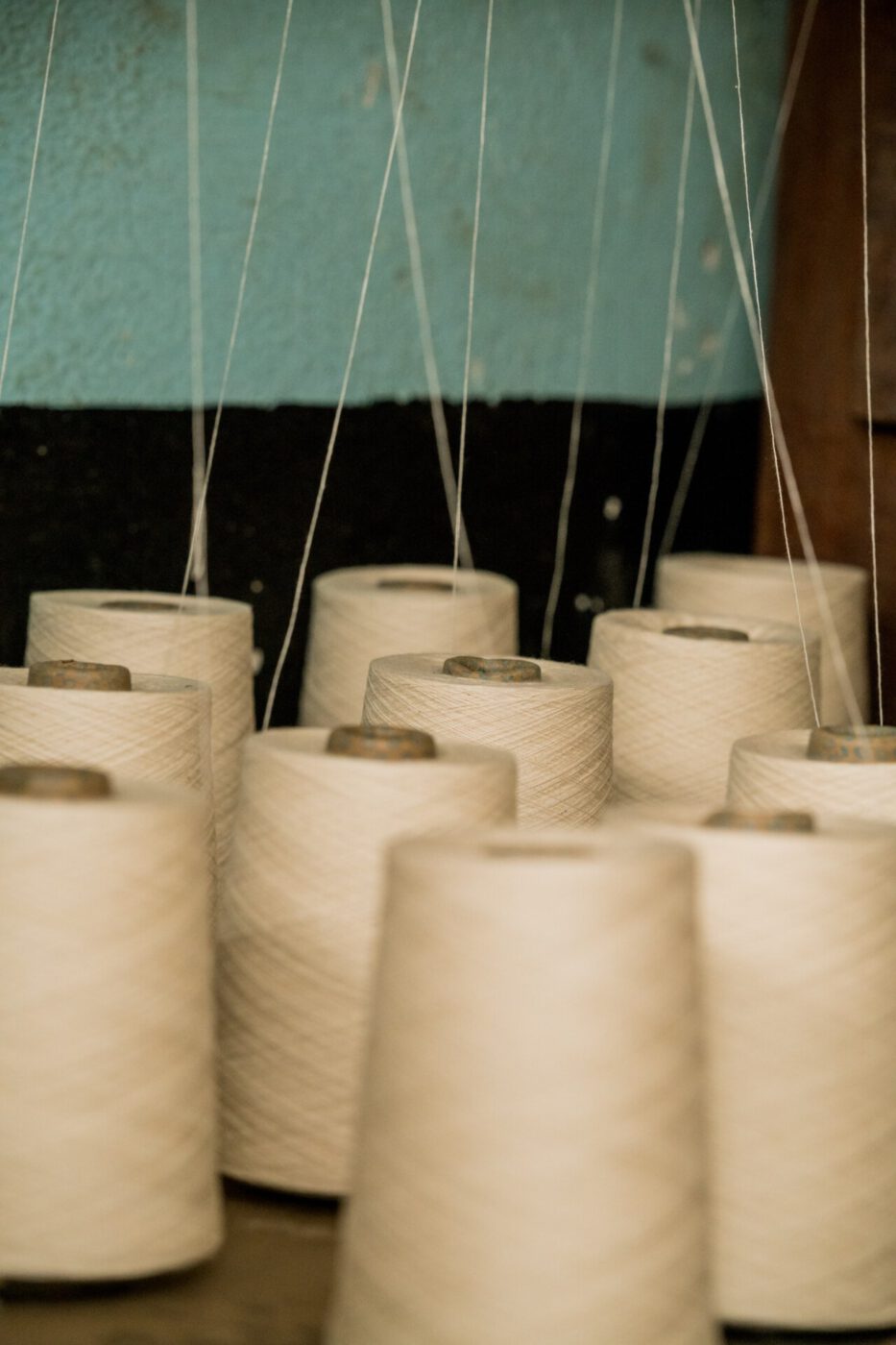 White artisanal threads in Assisi town in Umbria, Italy