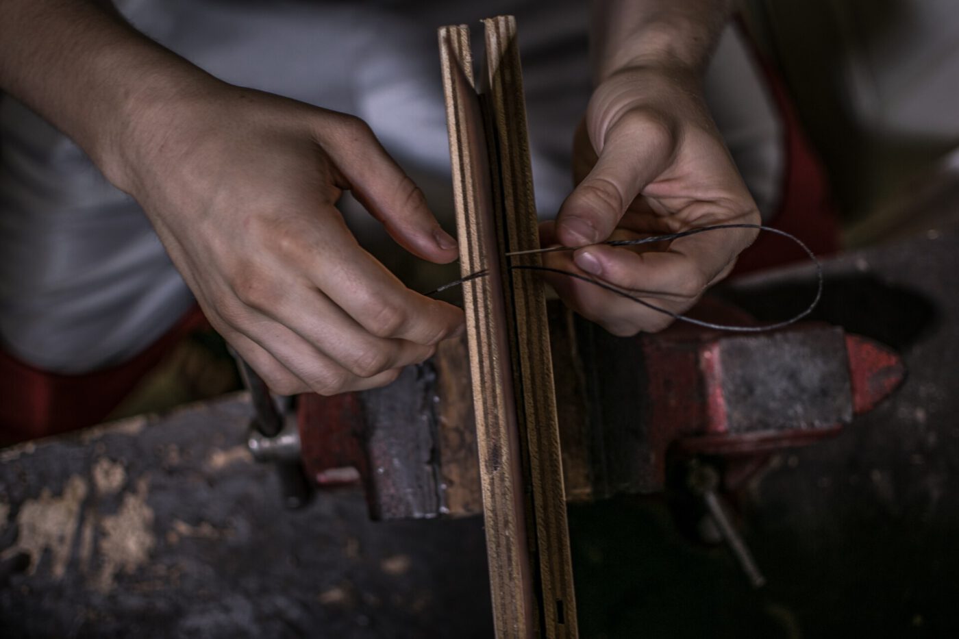 italian leatherworker making leather