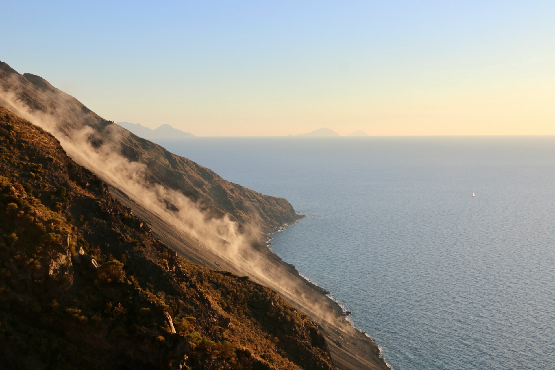 the island of Stromboli filmed on the volcanic island