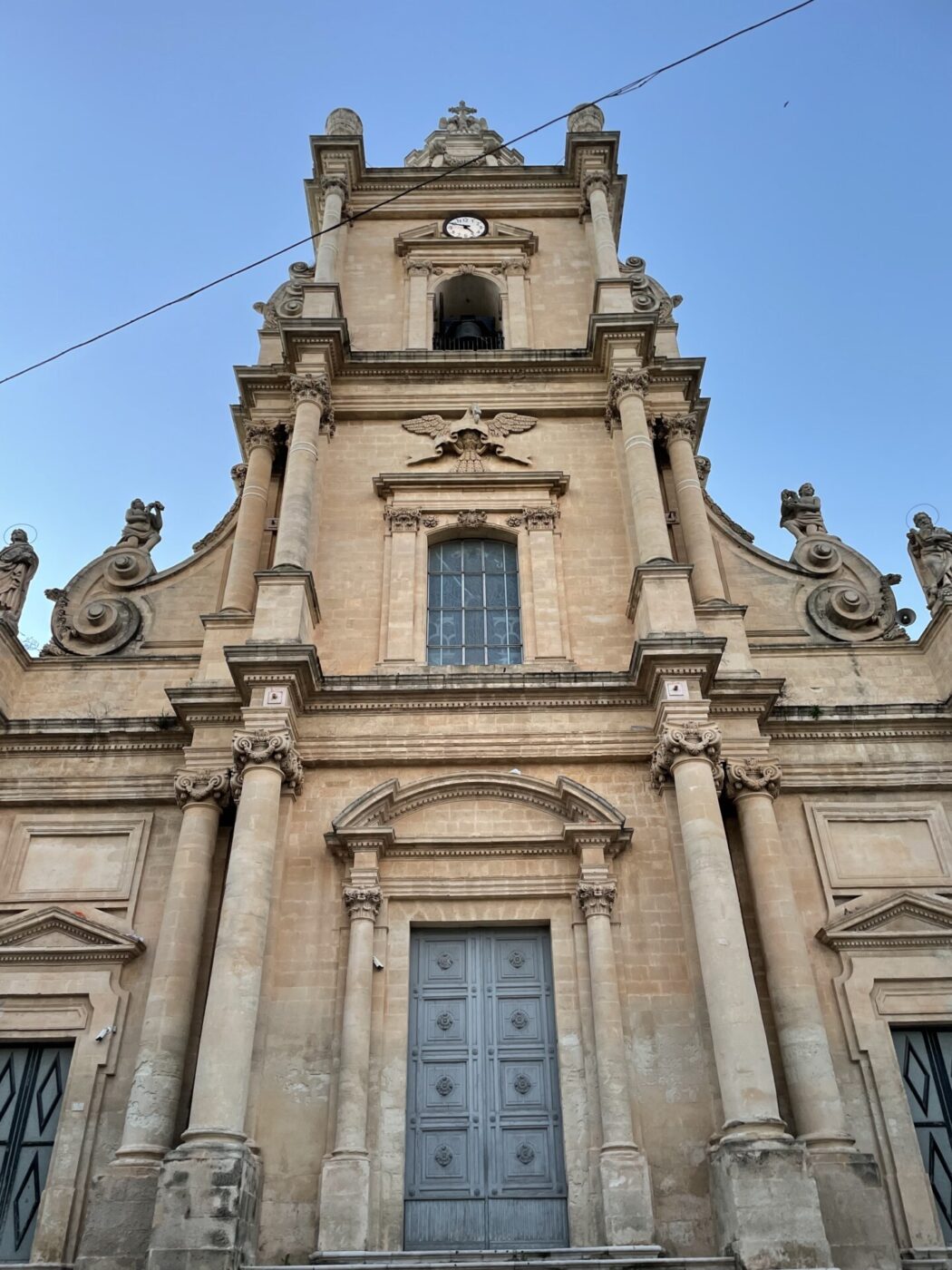 the tall facade of main church in Scicli