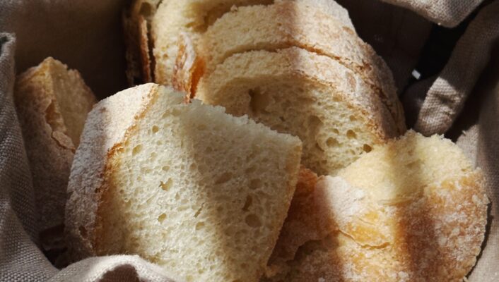 a bread basket with shadows from shades