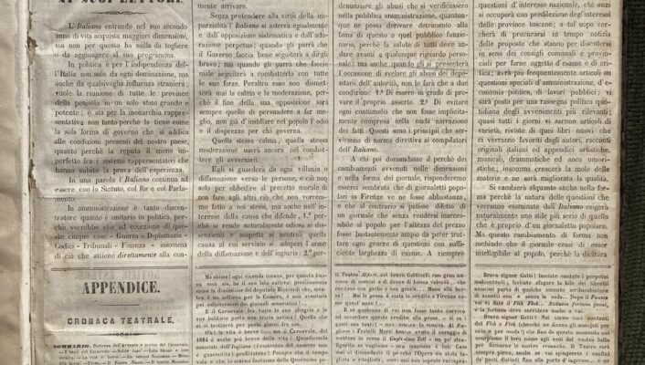 an old, yellowed copy of L'Italiano newspaper from January 1 1864