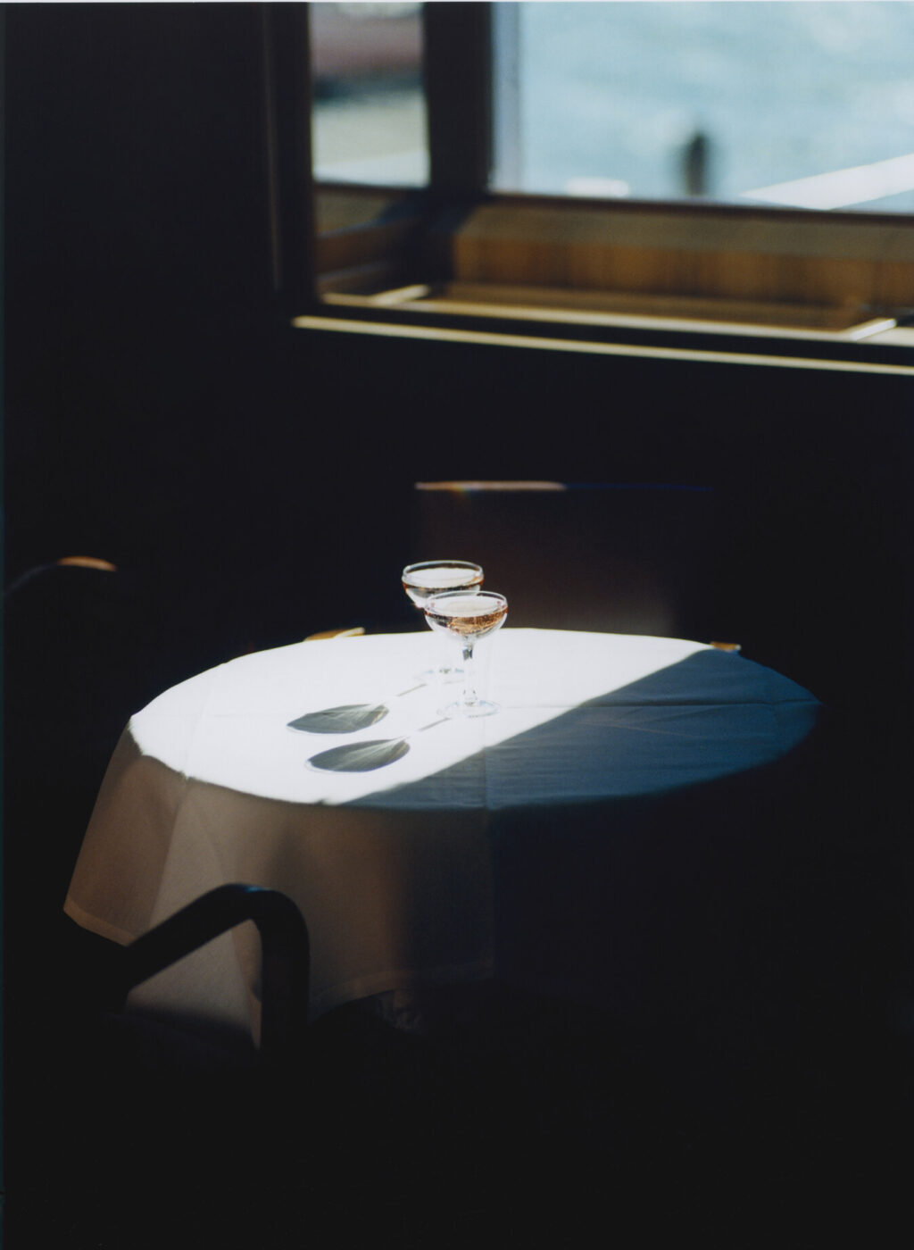 two sun-dappled Martinis on a little round table at Harry’s Bar in Venice - photo by carlo piro
