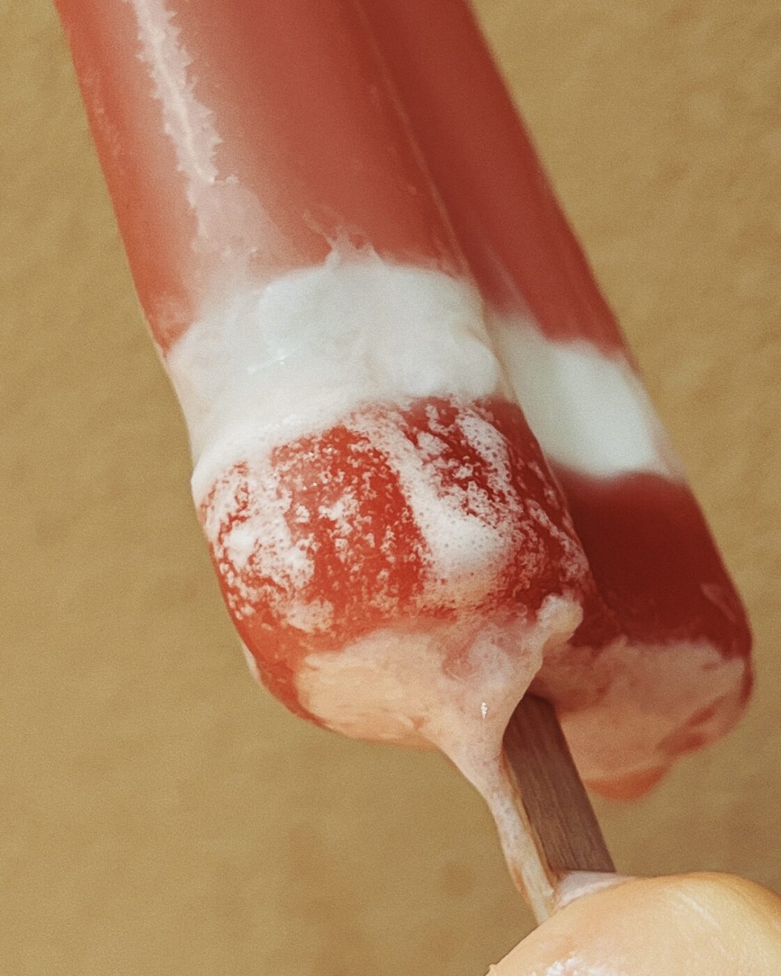 a close up of melting fior di fragola