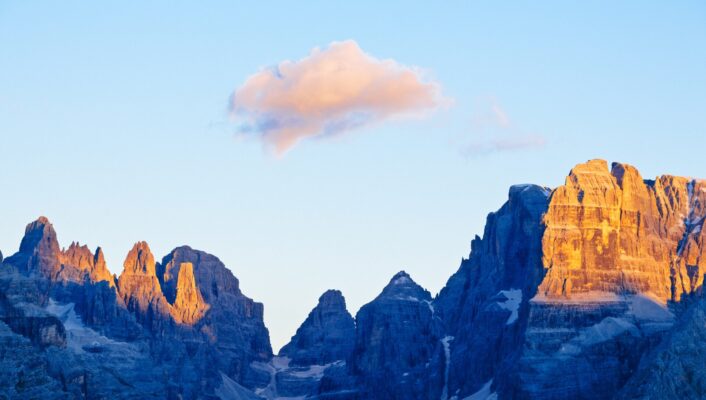 the blue colored dolomites in South Tyrol from Chalet del Sogno