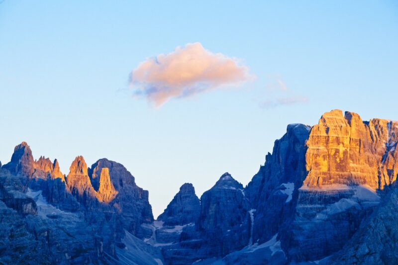 the blue colored dolomites in South Tyrol from Chalet del Sogno