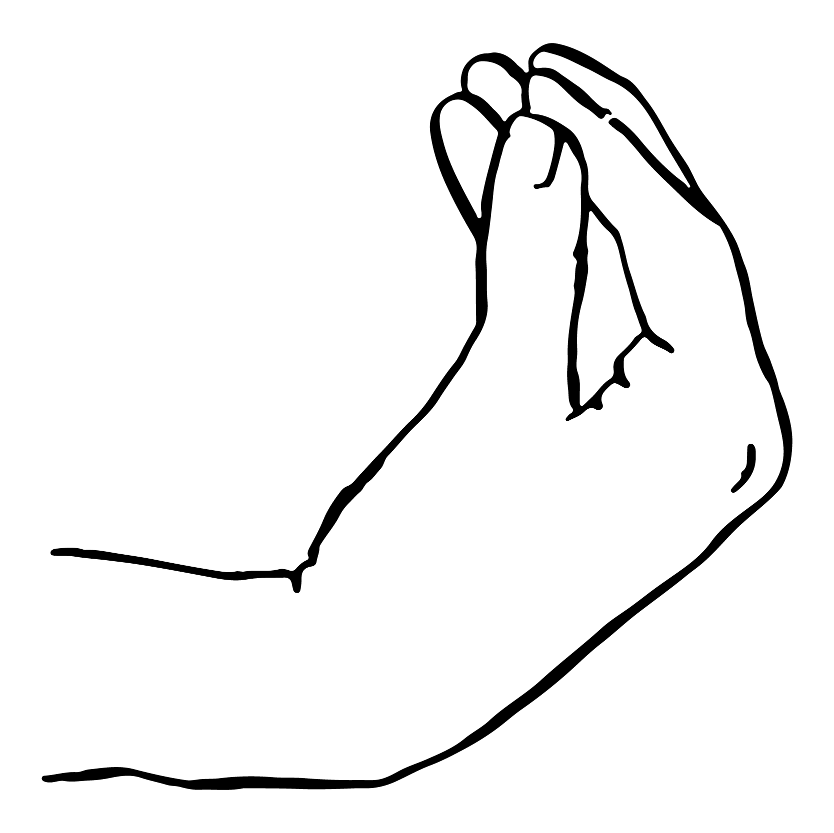 a drawing of the classic italian gesture of all of the fingers extended and joined together and the hand moves at the wrist
