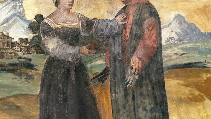 a paintings of Laura and Francesco Petrarca