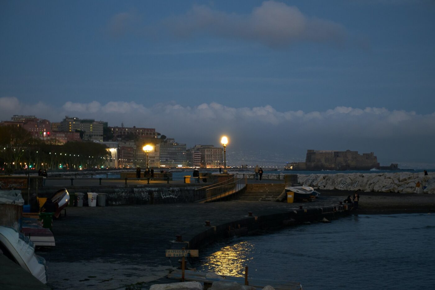 an image by Roberto Costa off the coast of Naples at night
