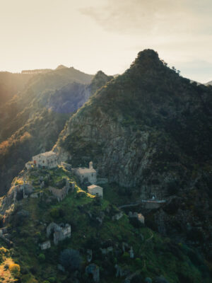 Aerial view of Sumo village in Aspromonte