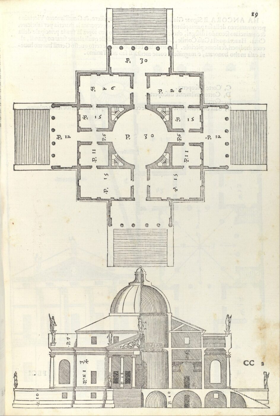 a blueprint of the Villa La Rotonda