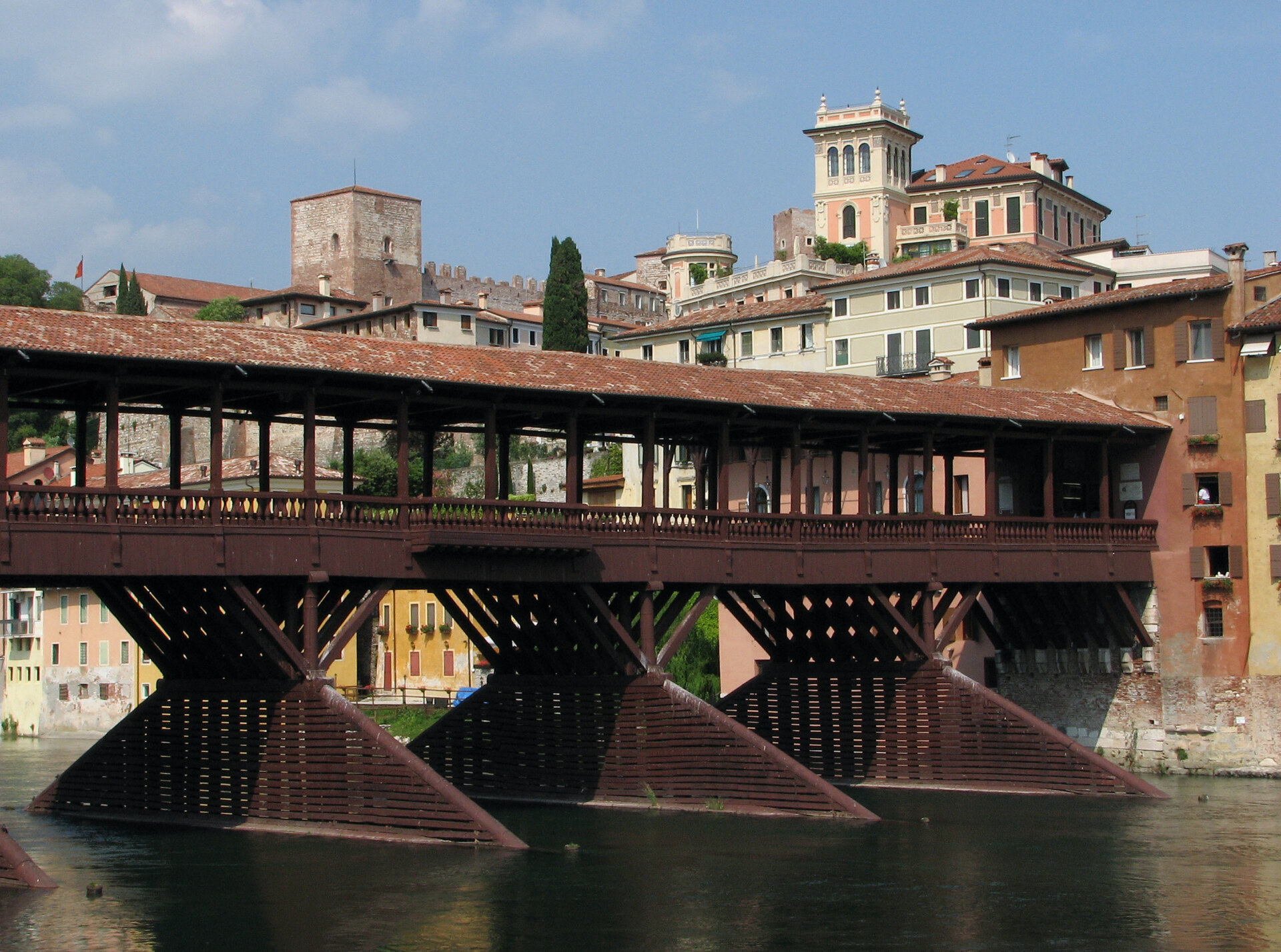 Wooden bridge called Ponte degli Alpini in Bassano Del Grappa