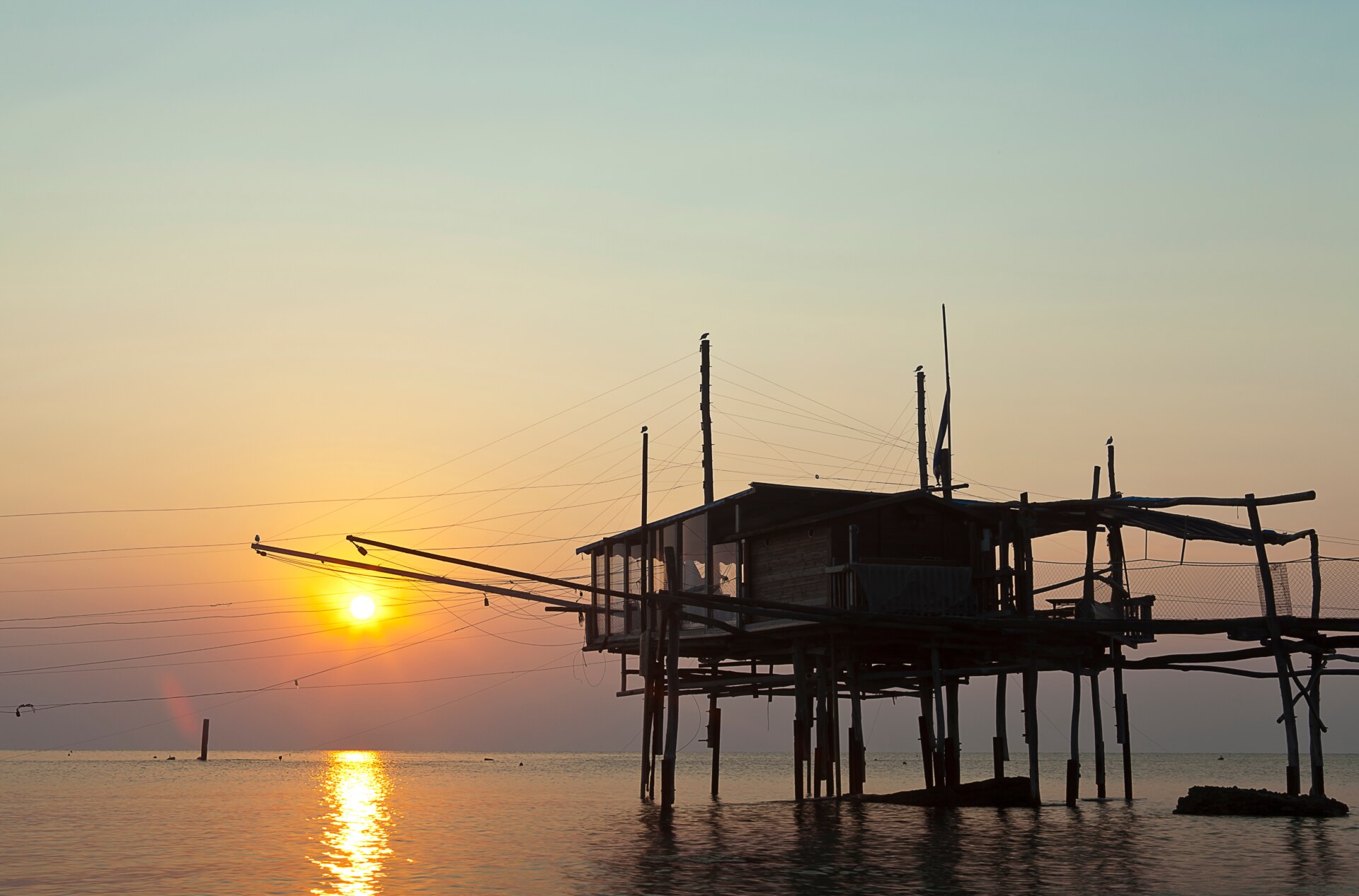 Trabocco Punta Rocciosa at sunset