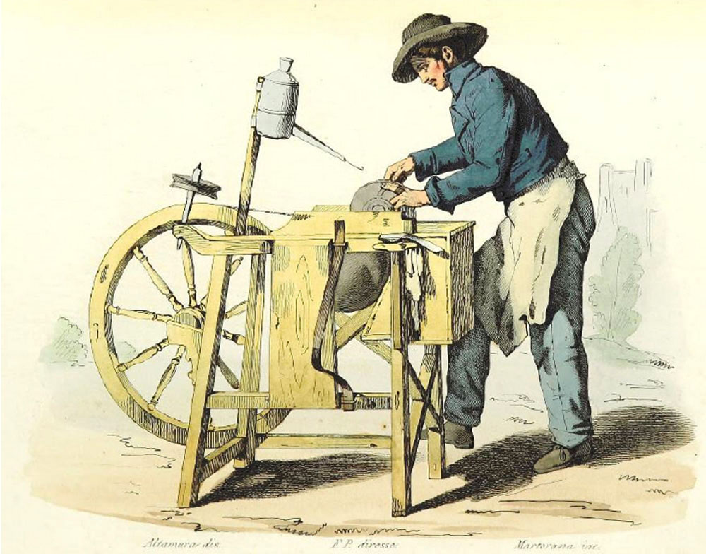 a vintage drawing of knife sharpeners