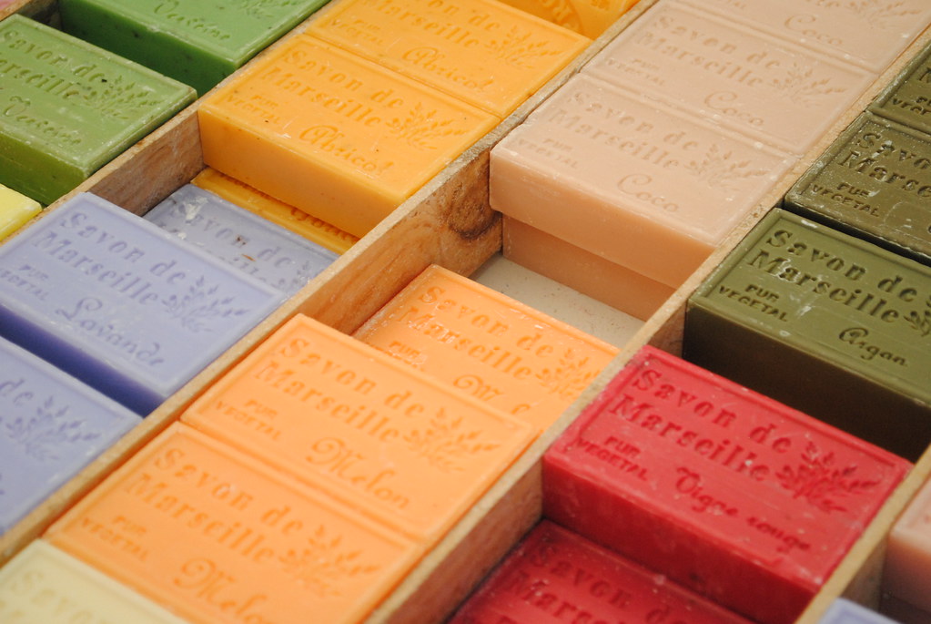 an image of brightly colored bars savon de marseille soap