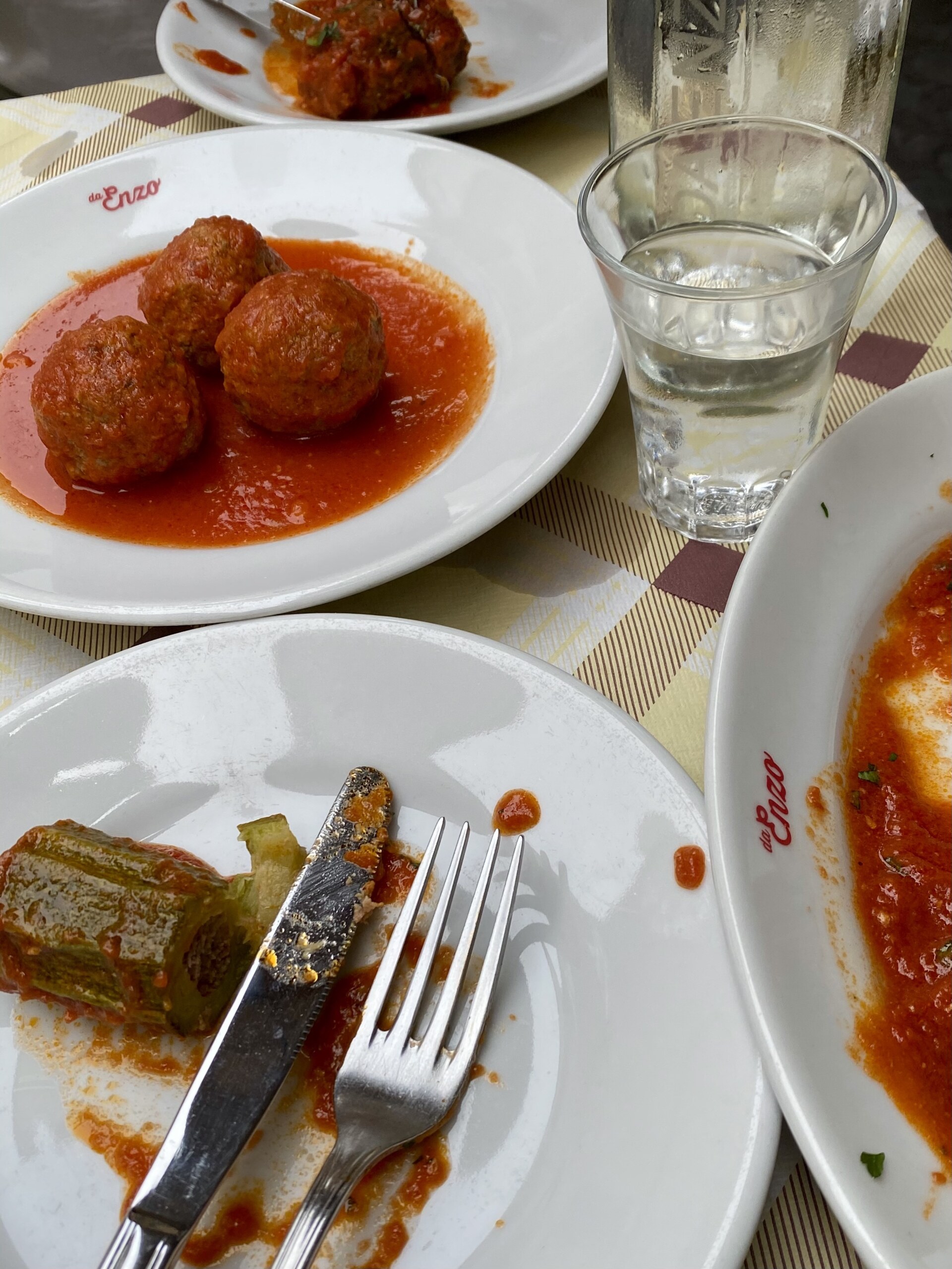 a dish of beef meatballs in tomato sauce at a restaurant in Rome