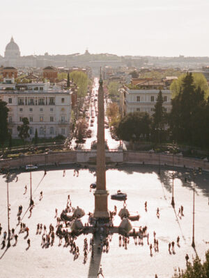 an image of piazza del popolo photographed from villa borghese