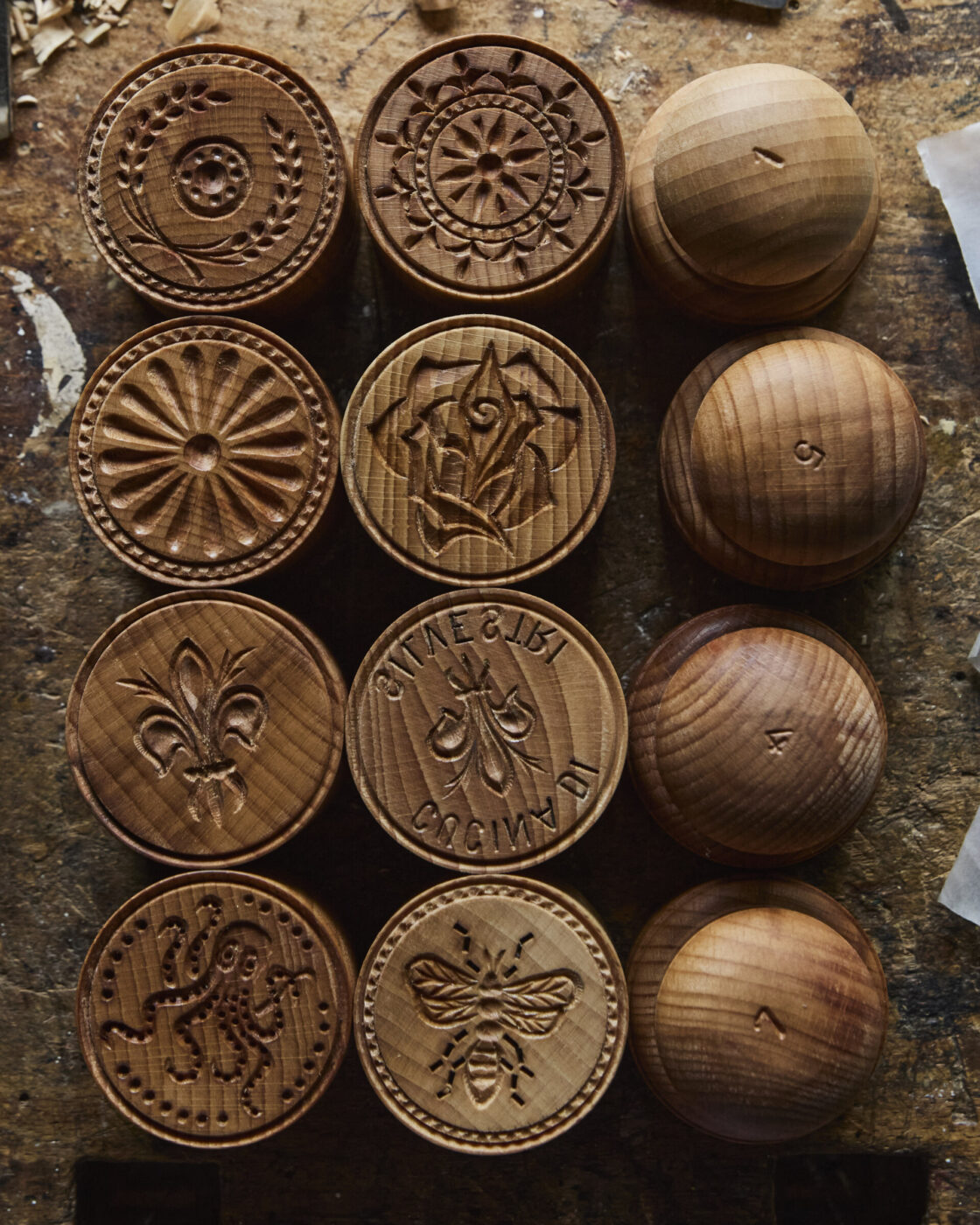 hand carved wooden corzetti stamps
