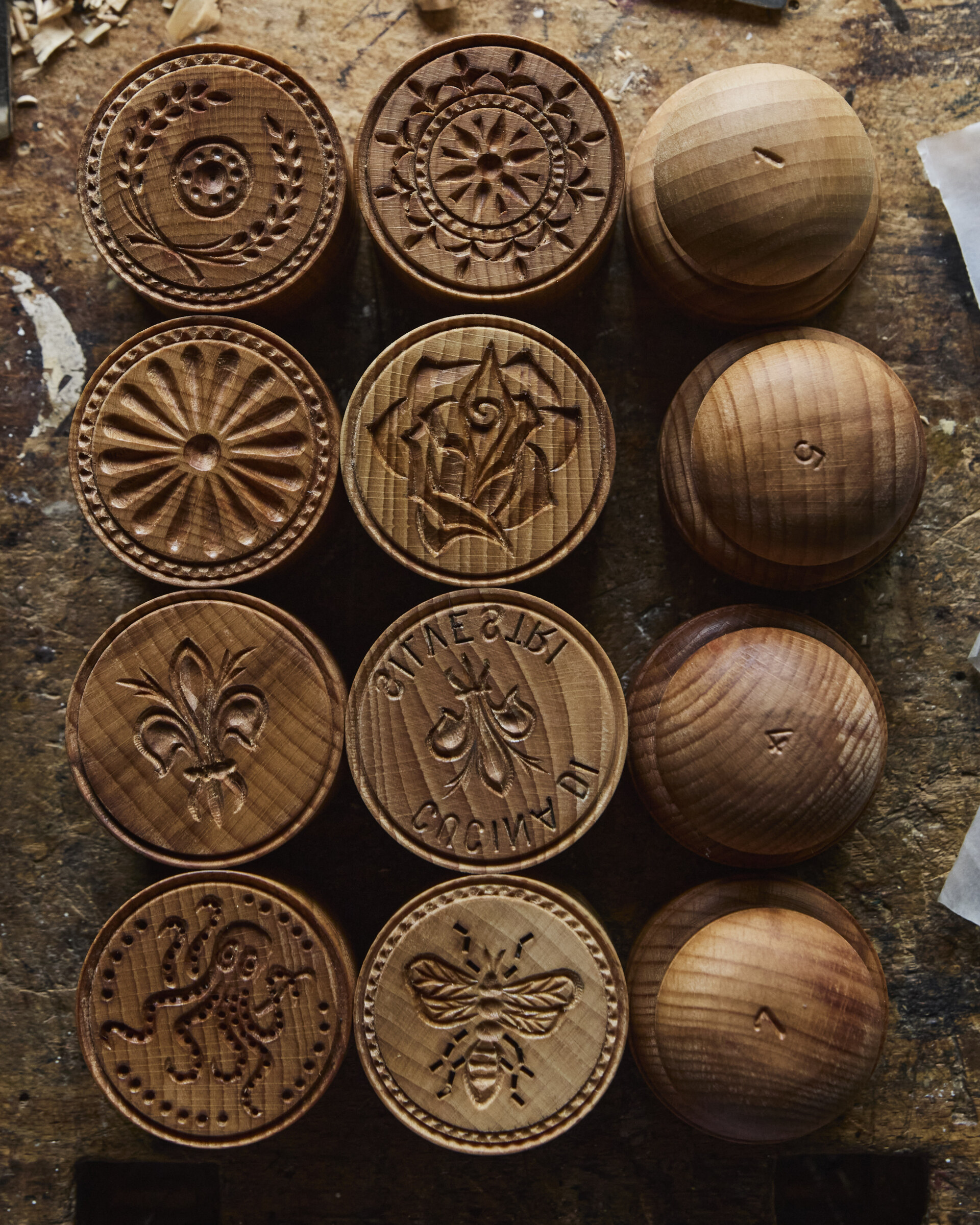 hand carved wooden corzetti stamps