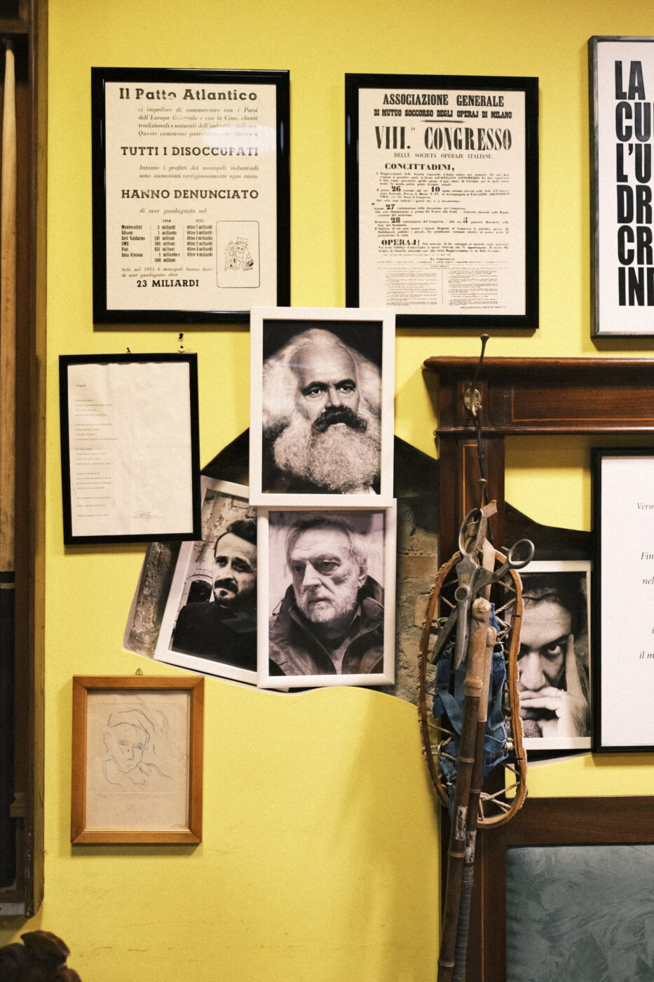 vintage photos and signs in cooperativa la liberazione milan
