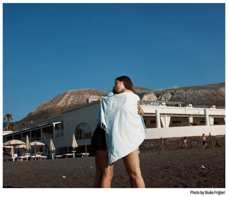 an image of two girls hugging in the Aeolian islands