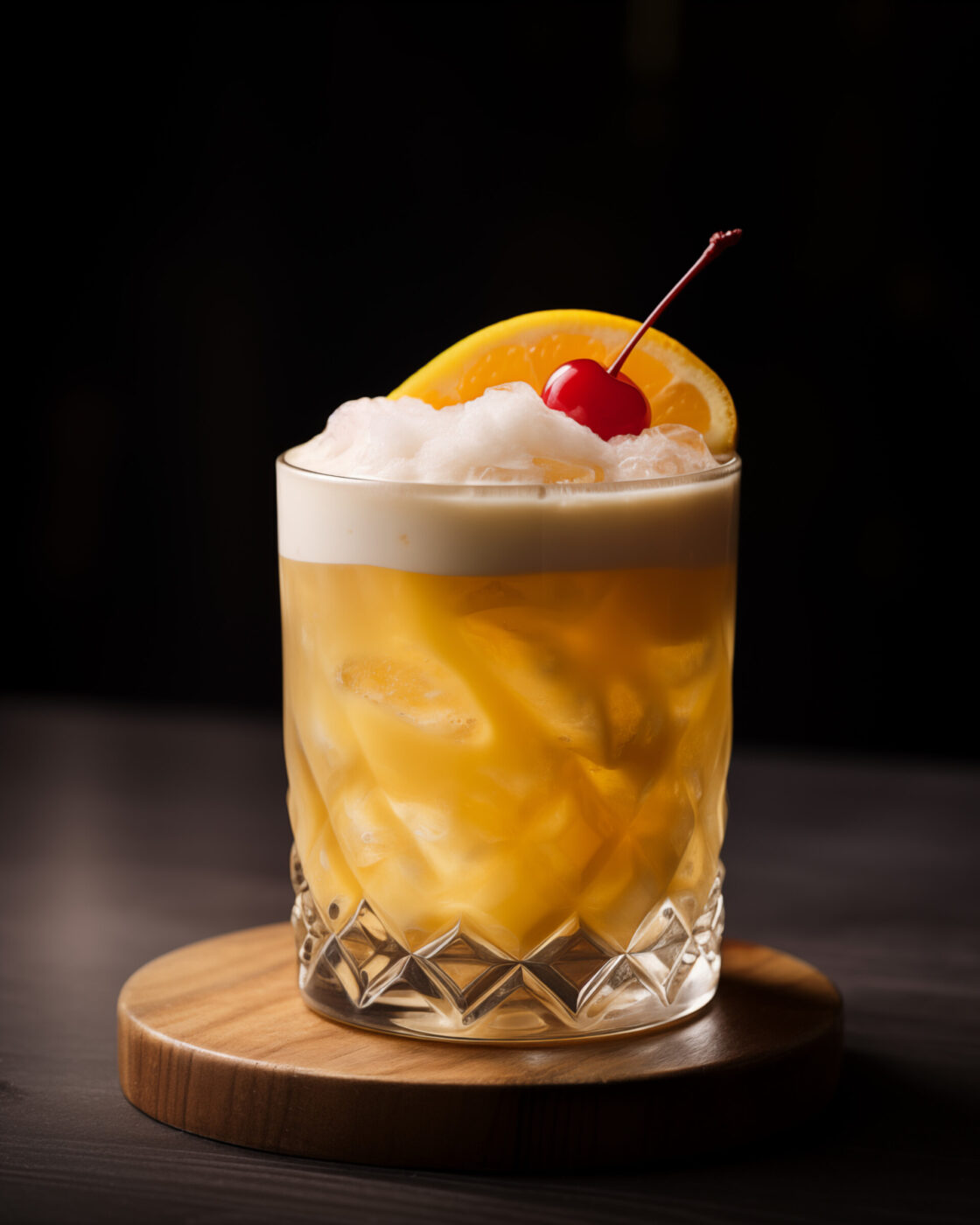 an amaretto sour cocktail stock image against a plain background