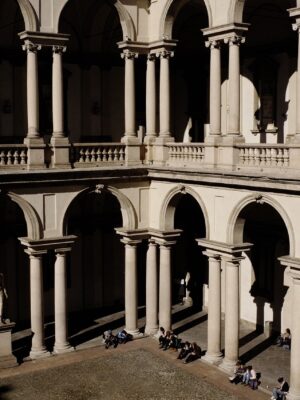 the interior courtyard at the Pinacoteca di Brera 