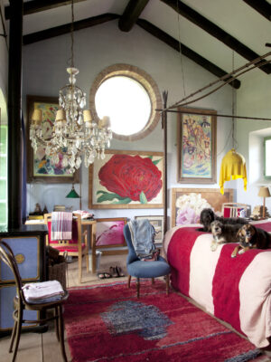 An eclectic, colorful interior design shot of a farmhouse in Piedmont Italy by Oberto Gili