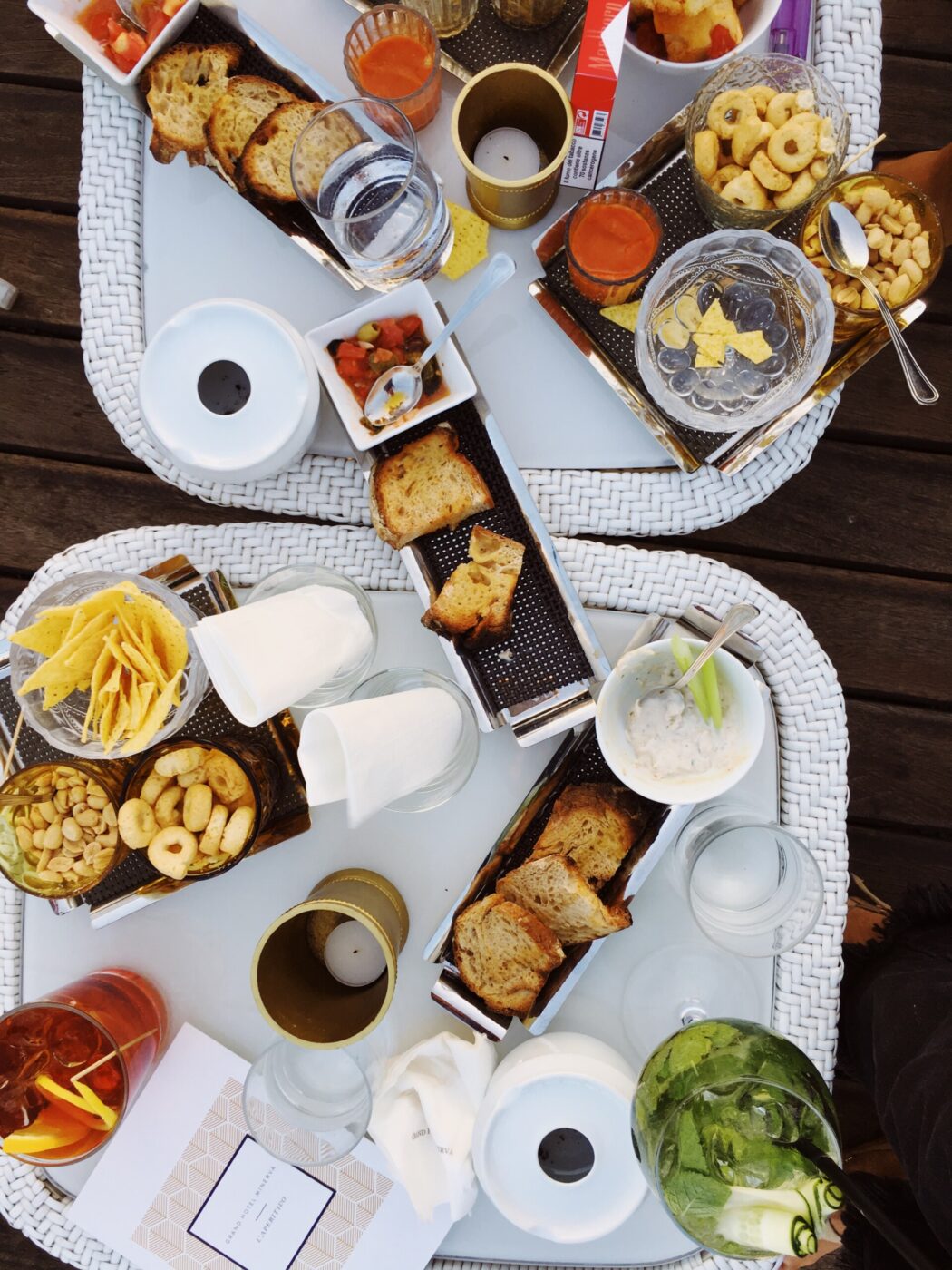 an overhead image of a major aperitivo spread
