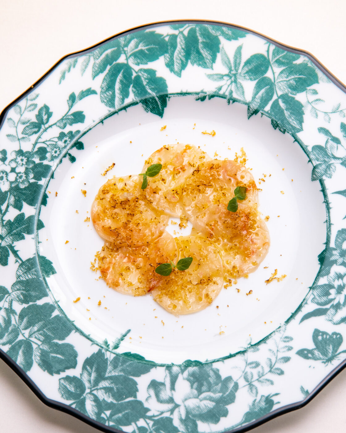 a plate of ravioli from gucci osteria in beverly hills