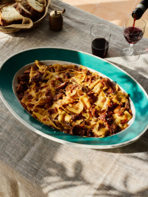a giant bowl of Pappardelle al Cinghiale