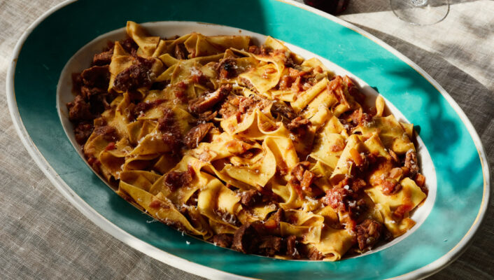 a giant bowl of Pappardelle al Cinghiale