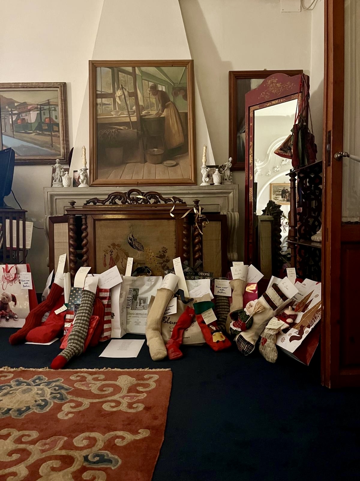 stockings lined up filled with presents from la befana