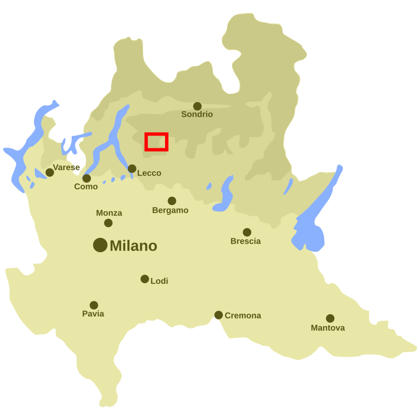 a map showing the original geographical indication of the bitto storico cheese