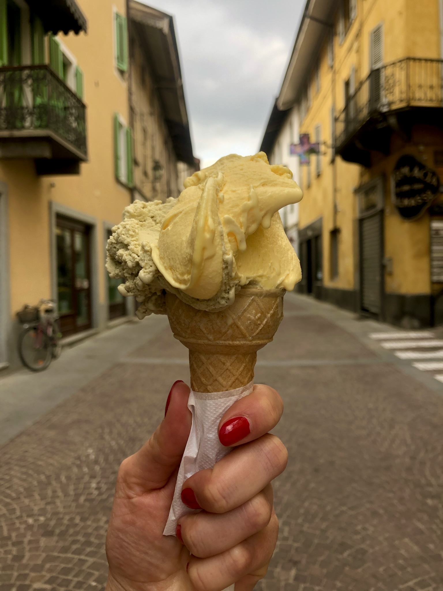 a cone of gelato from converso in Bra