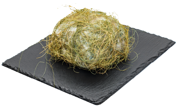 Seirass del fen cheese, covered in grass
