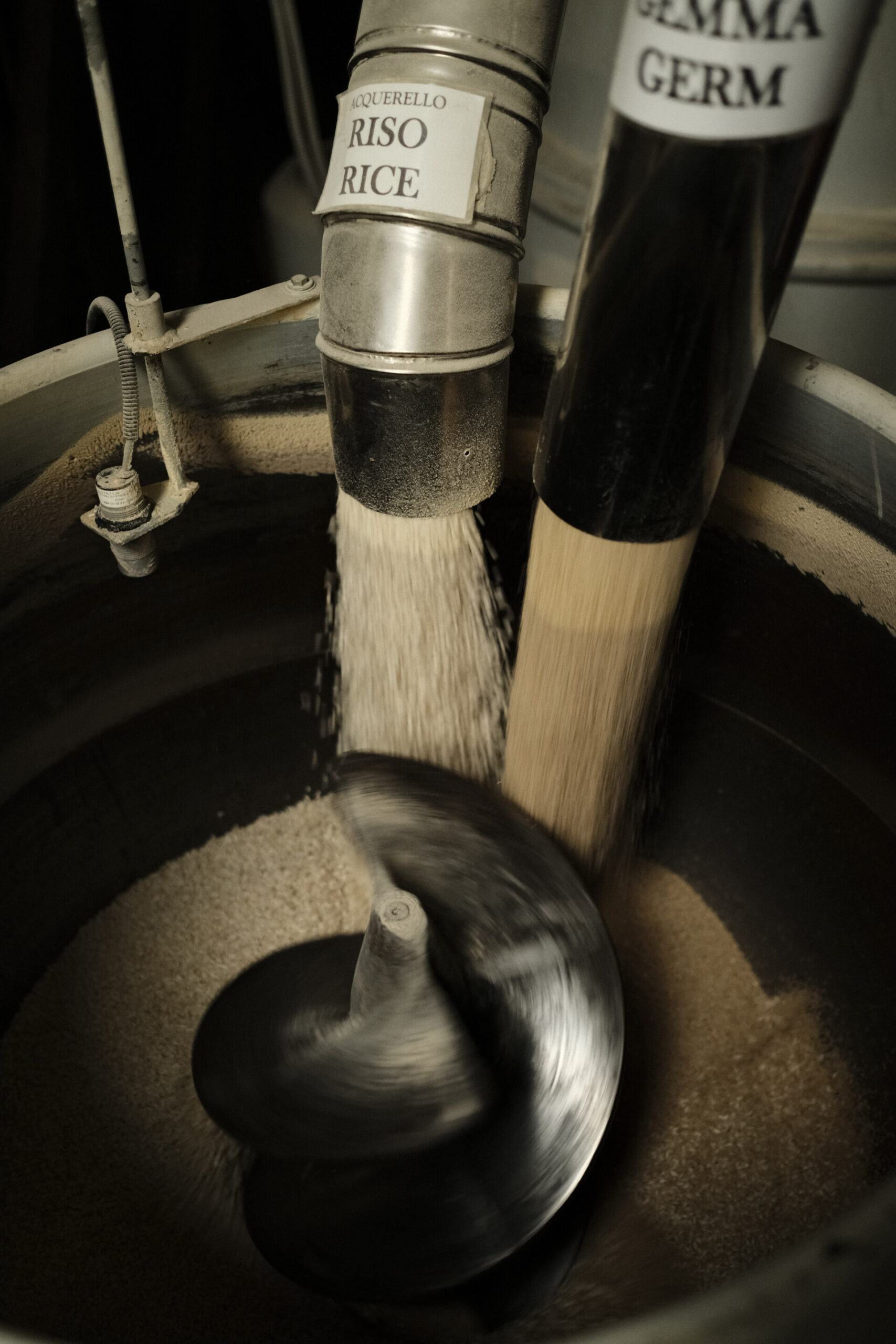 an image of rice and germ being combined at a factory in vercelli